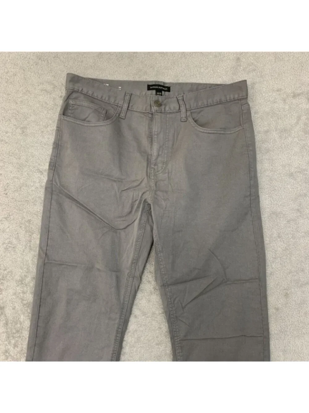 NWOT Banana Republic Men's 34x30 Gray Slim Fit 5-Pocket Chino Pants Cotton Blend